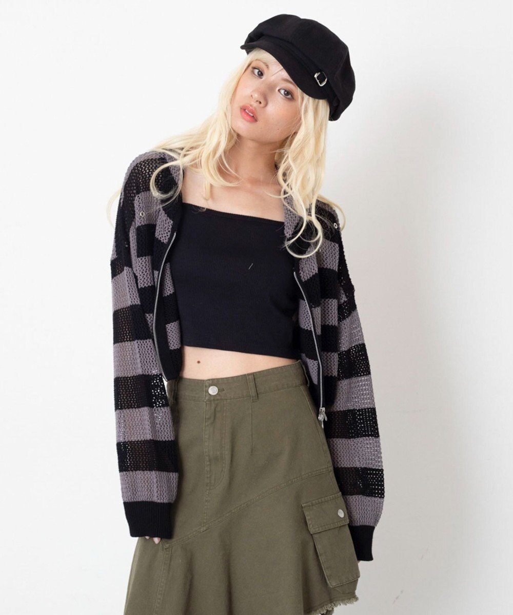 WEGO ハトメメッシュニットショートパーカー 