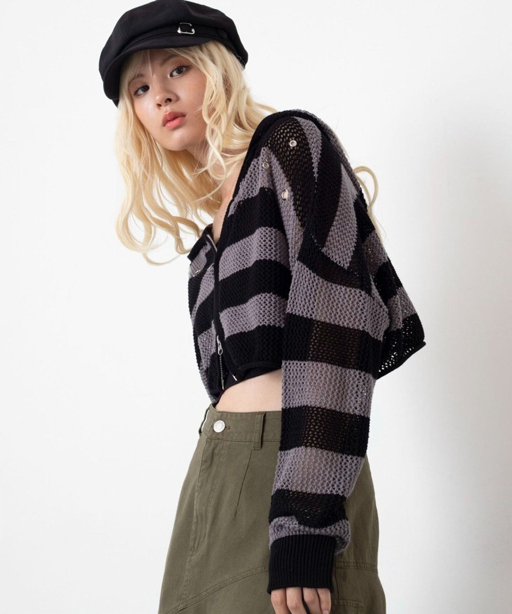 WEGO ハトメメッシュニットショートパーカー 