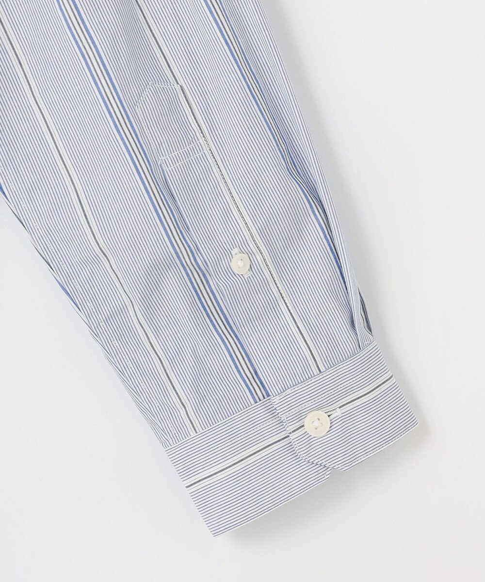 JOSEPH ABBOUD 【シルクブレンド】シルクコットンストライプバンドカラー シャツ 