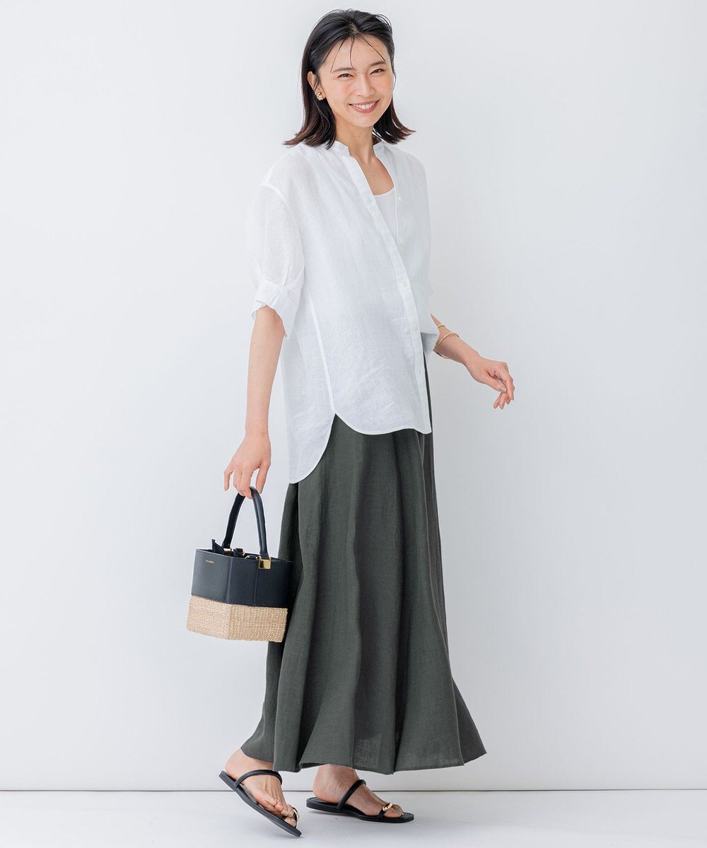 23区 S 【洗える】LIBECO スキッパーブラウス 