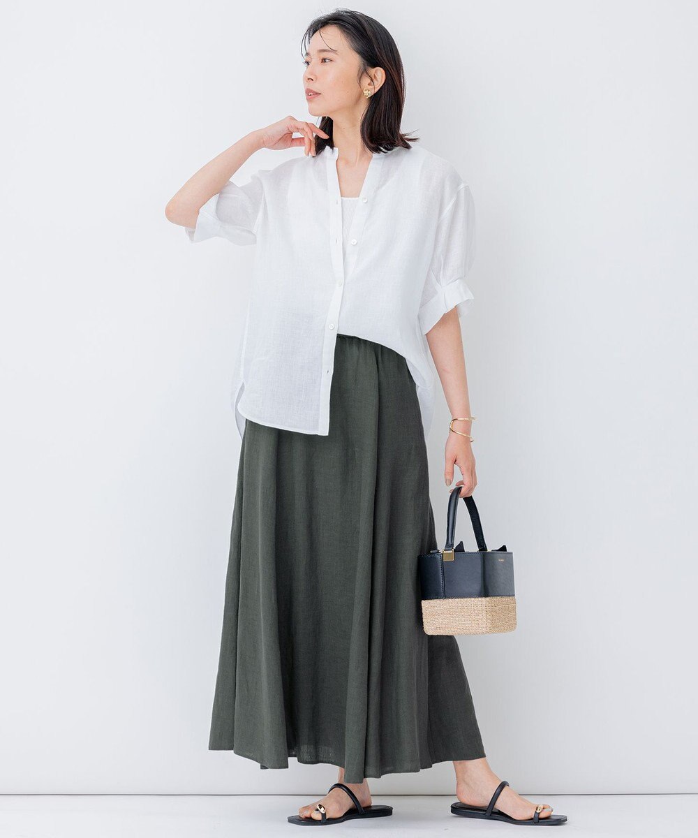 23区 S 【洗える】LIBECO スキッパーブラウス 