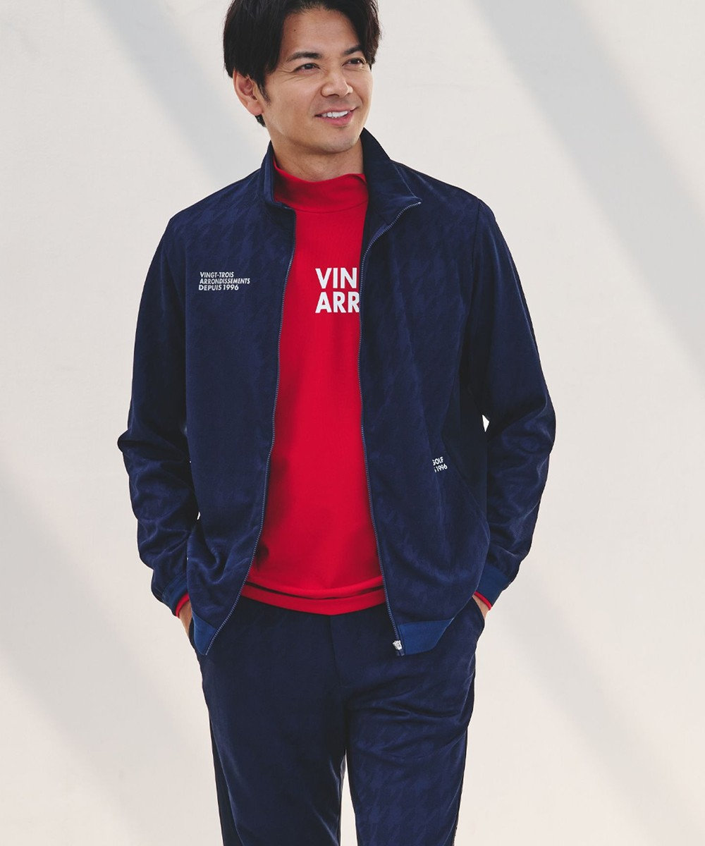 23区GOLF 【MEN】【UVカット】千鳥ジャカードニットブルゾン 