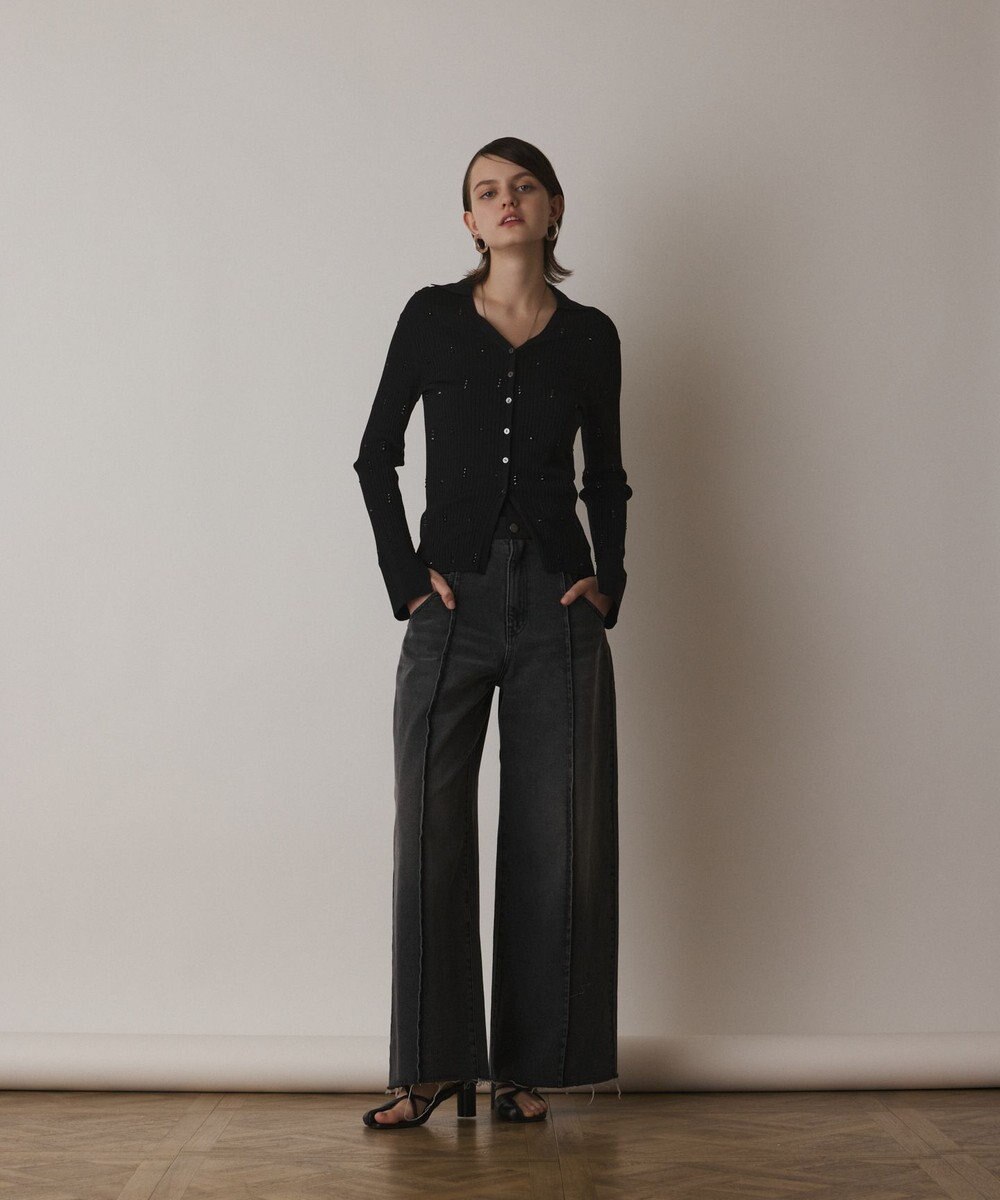 GRACE CONTINENTAL ビジューリブニットトップ 