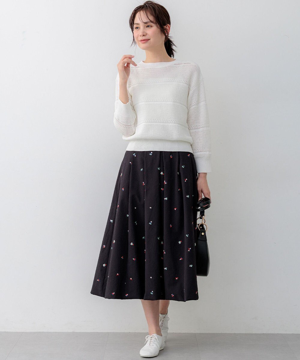 組曲 ボーダーレース ニット 