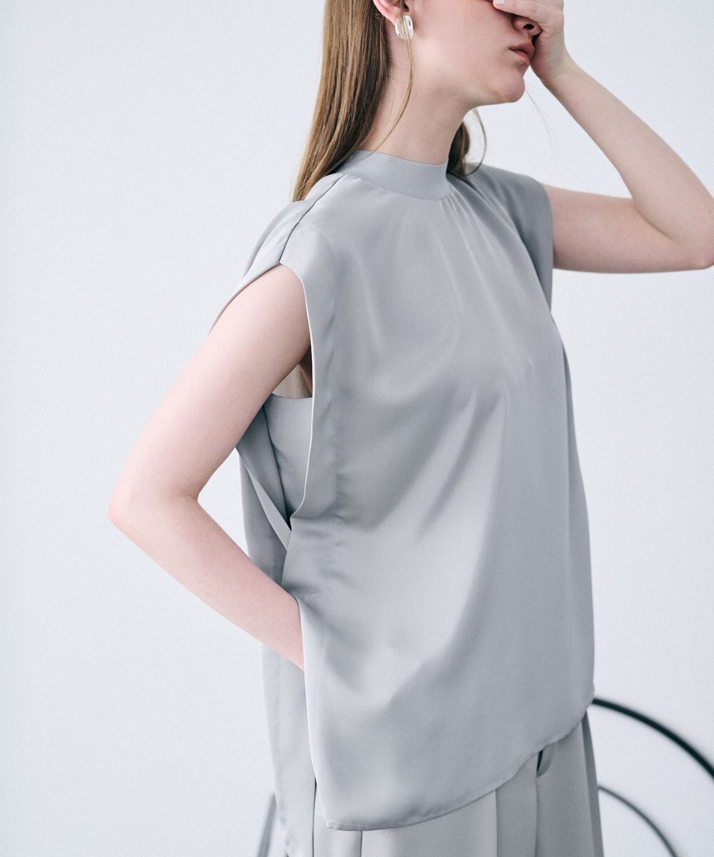 uncrave ライトダブルサテン タックブラウス 