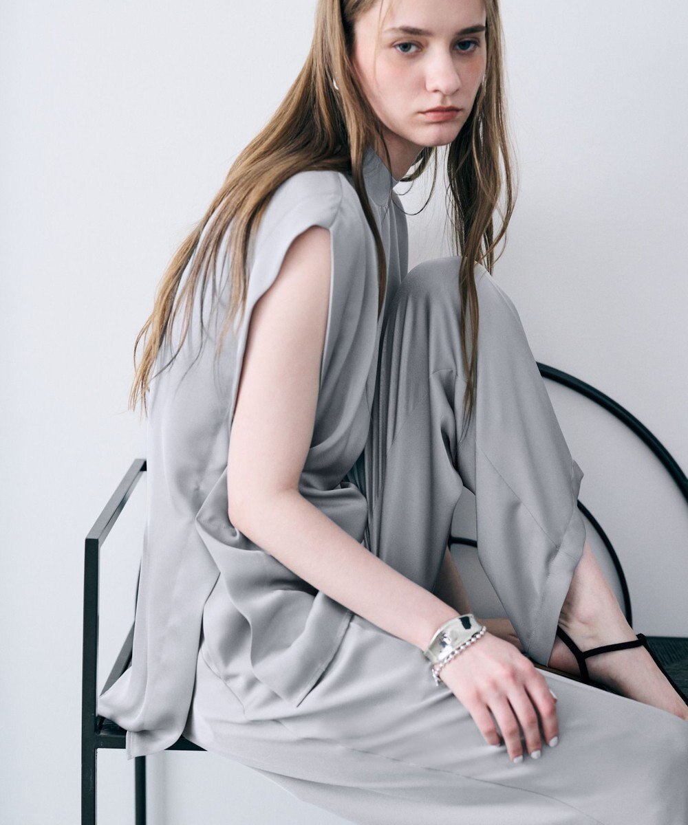 uncrave ライトダブルサテン タックブラウス 