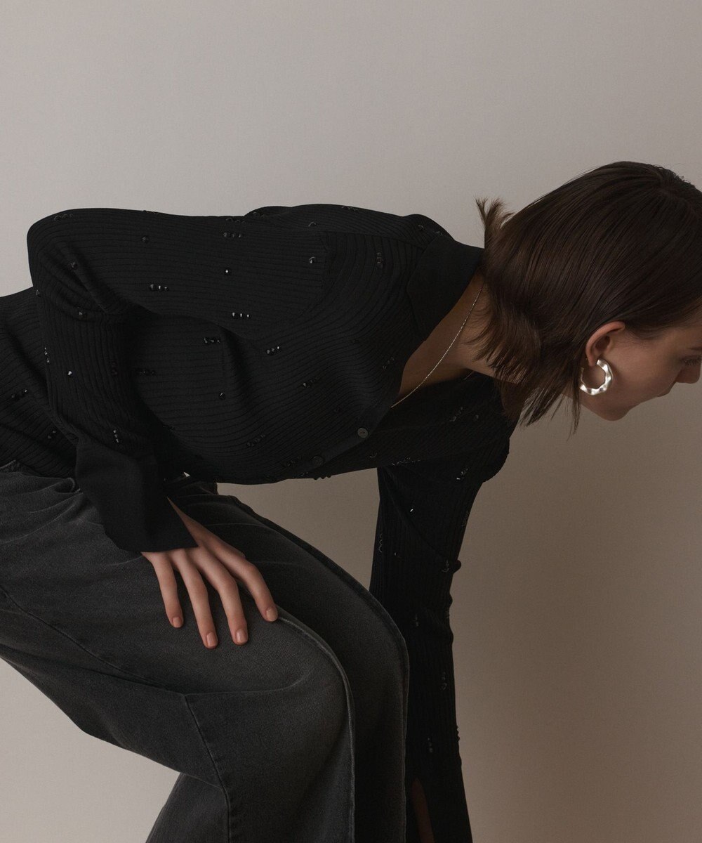 GRACE CONTINENTAL ビジューリブニットトップ 