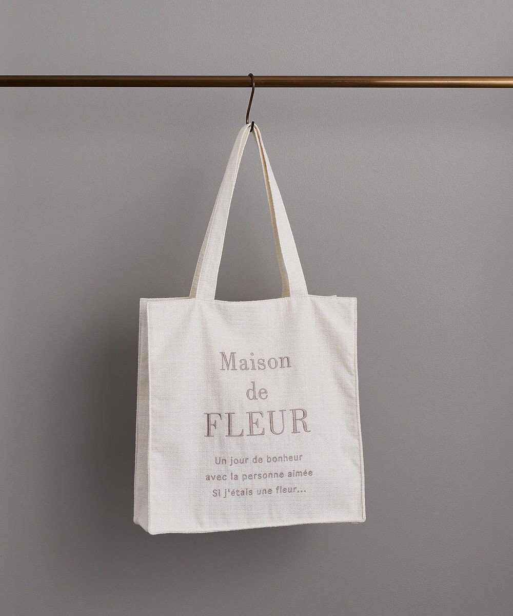 Maison de FLEUR ツイードロゴ刺繍スクエアトートバッグ 