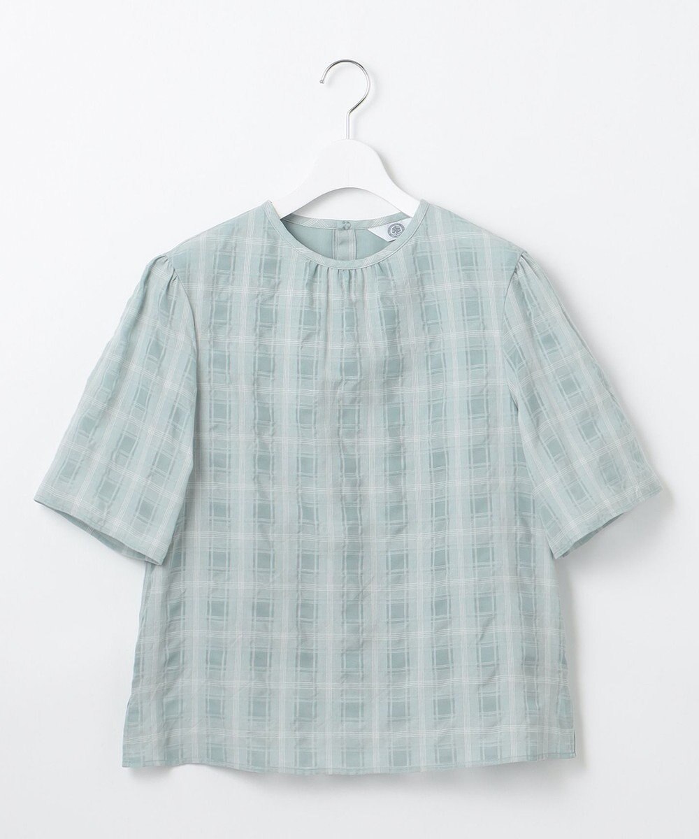 J.PRESS LADIES S 【洗える】SHEER チェック フレアスリーブ ブラウス 