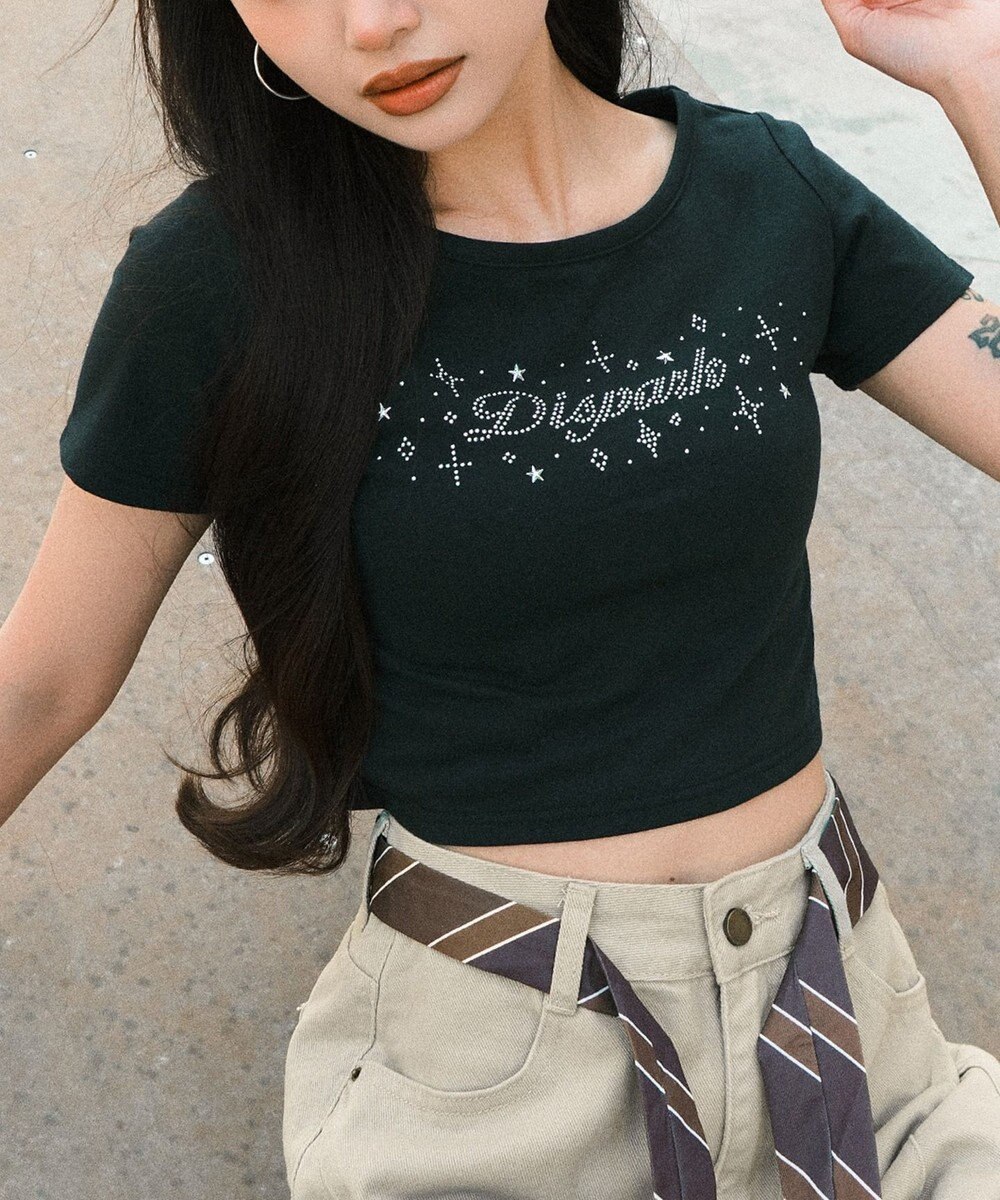 WEGO ロゴスタッズクロップドT 