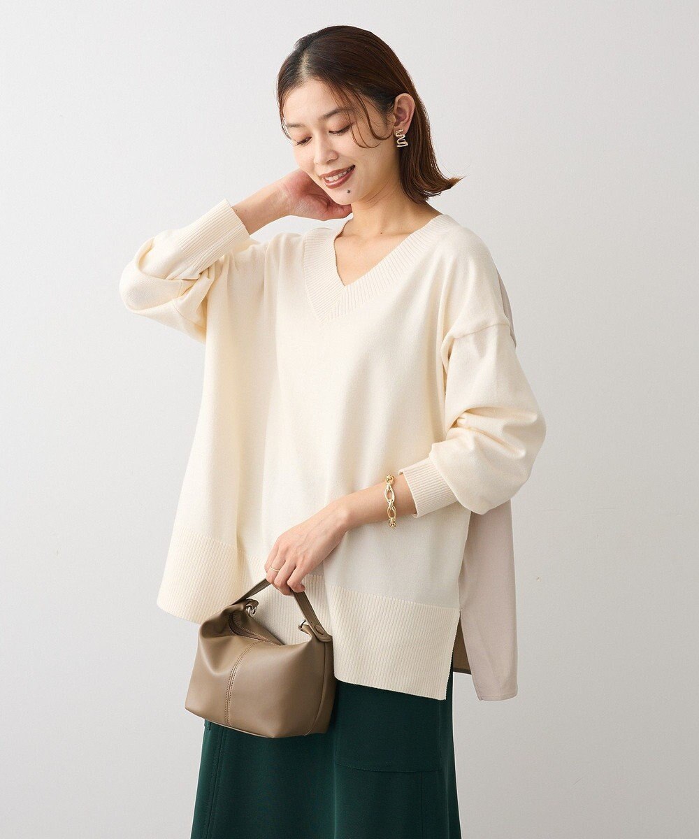 Green Parks 異素材切替ニットチュニック 