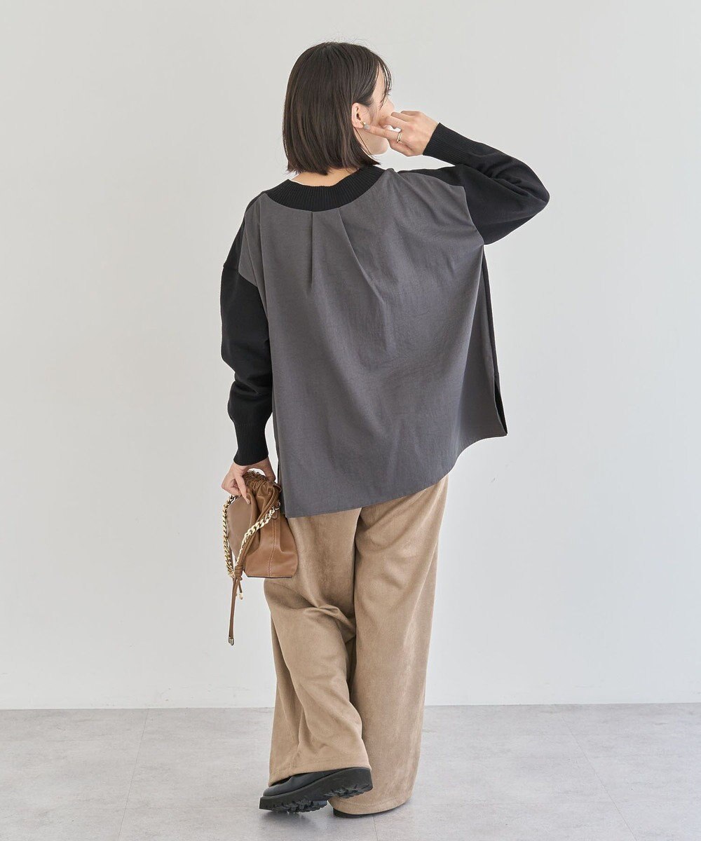 Green Parks 異素材切替ニットチュニック 