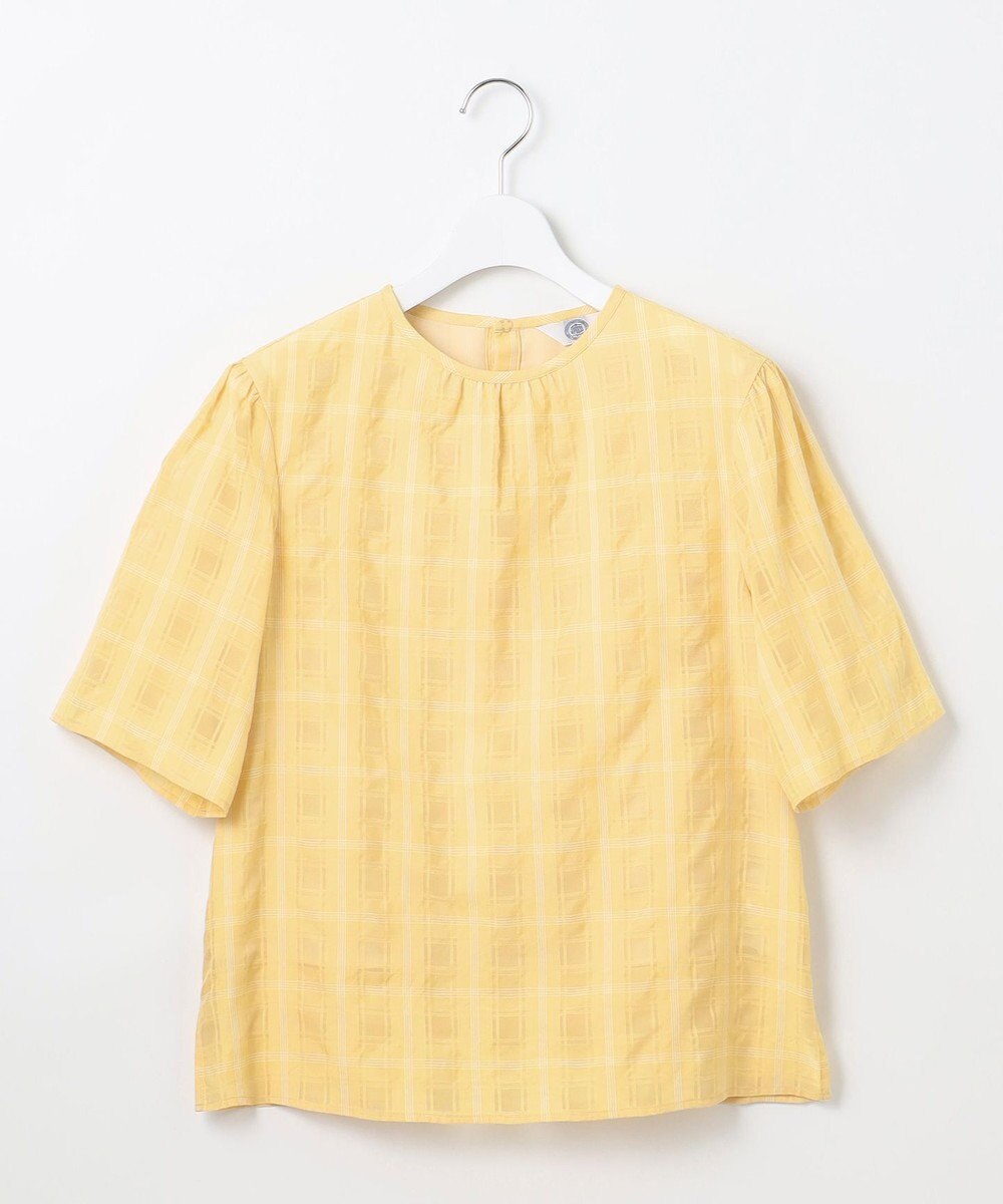 J.PRESS LADIES L 【洗える】SHEER チェック フレアスリーブ ブラウス 