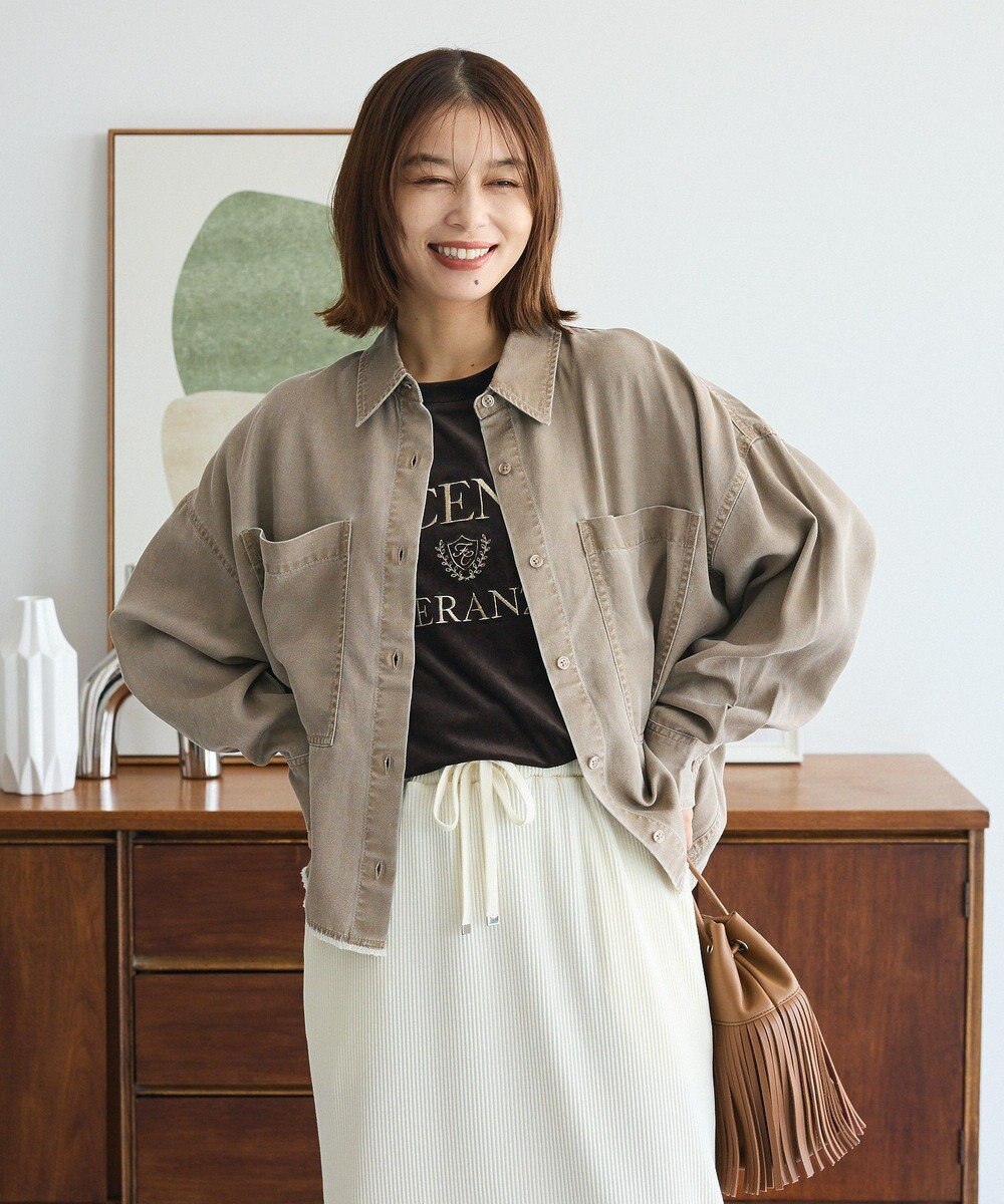 Green Parks ベロアロゴフレンチスリーブチュニック 