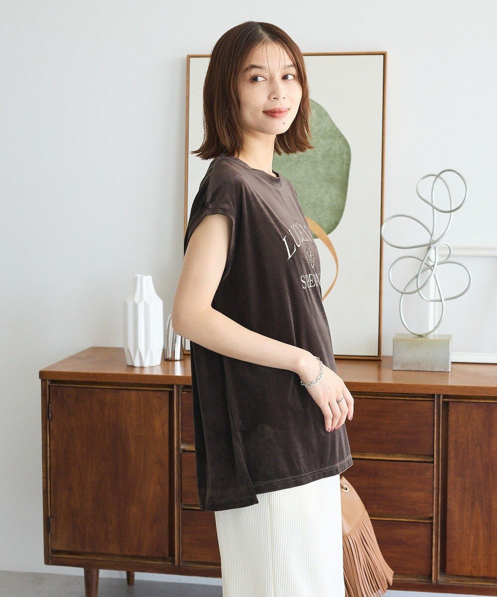 Green Parks ベロアロゴフレンチスリーブチュニック 