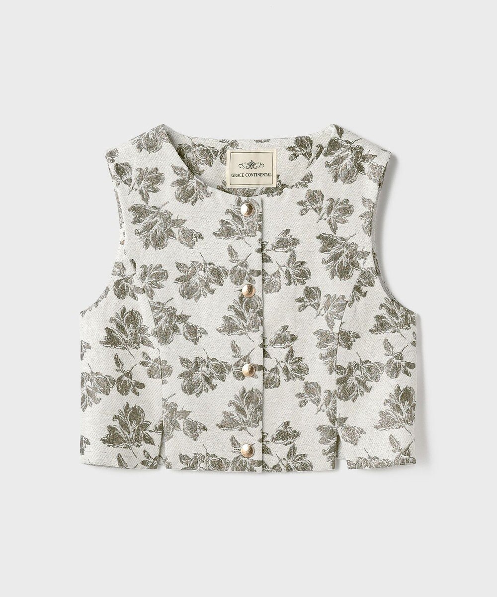 GRACE CONTINENTAL ラメフラワージャガードベスト 