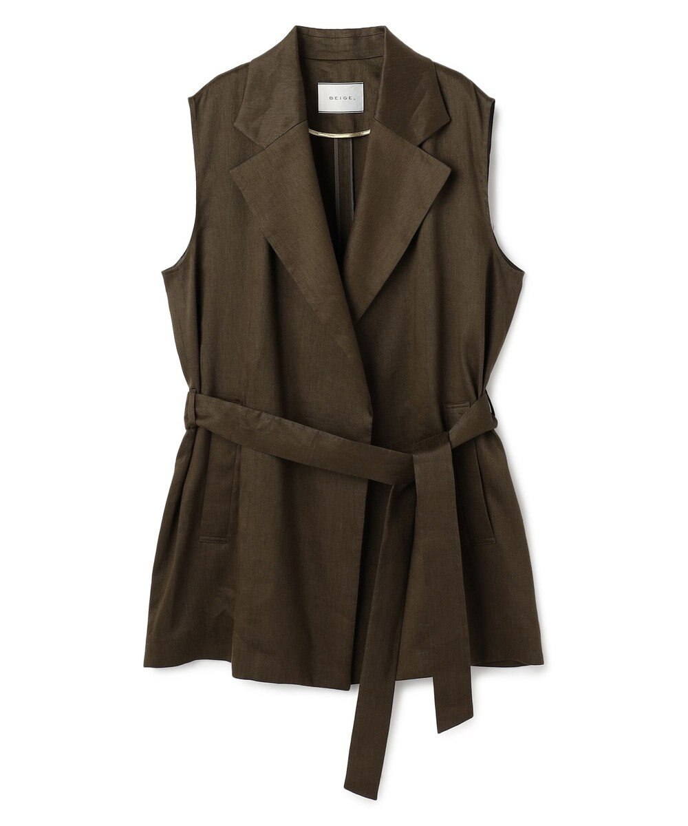 BEIGE， MICA /  リネンブレンドベルト付きジレ 