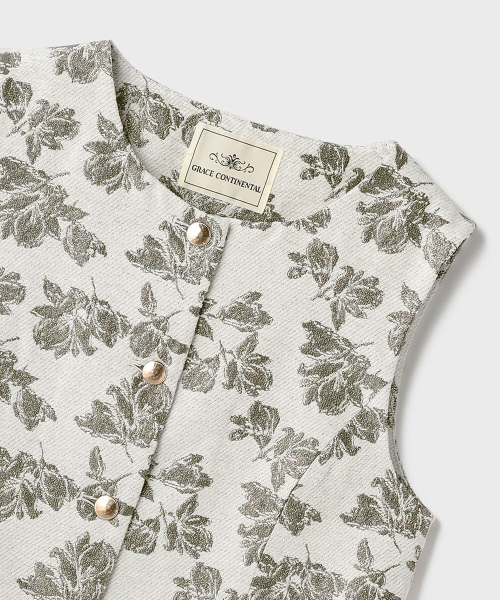 GRACE CONTINENTAL ラメフラワージャガードベスト 