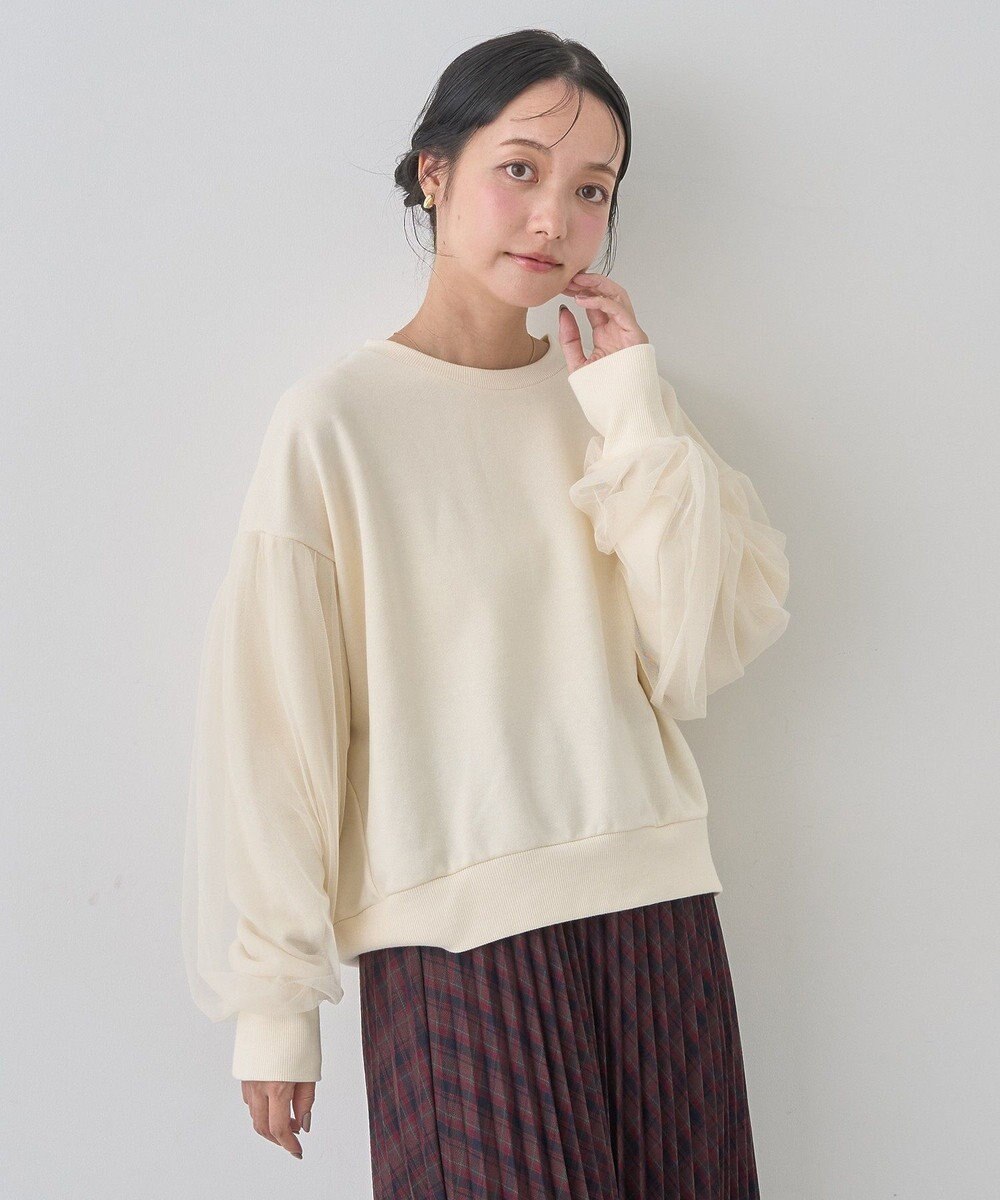 earth music&ecology チュールスリーブスウェット 