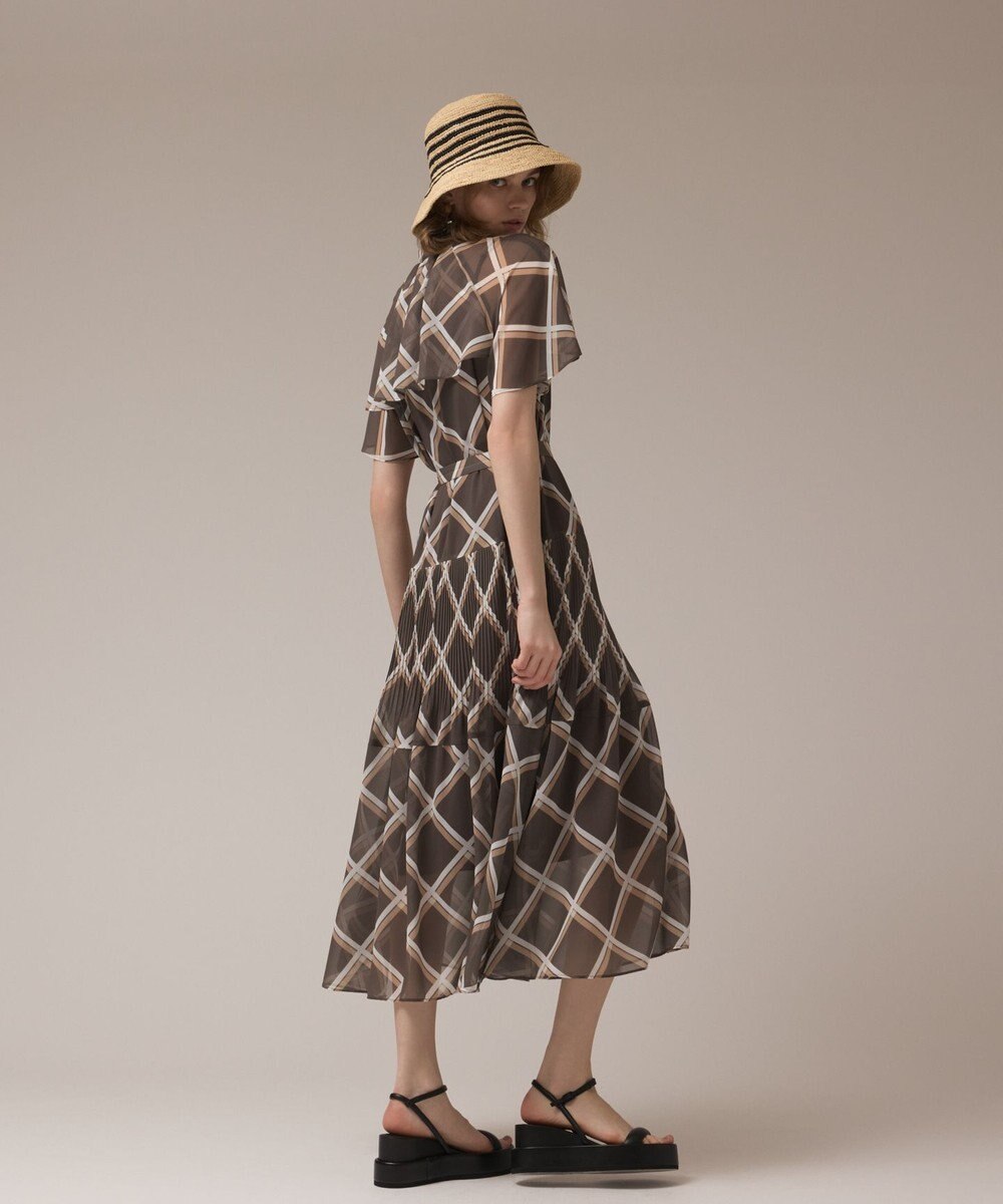 GRACE CONTINENTAL チェックプリントプリーツワンピース 