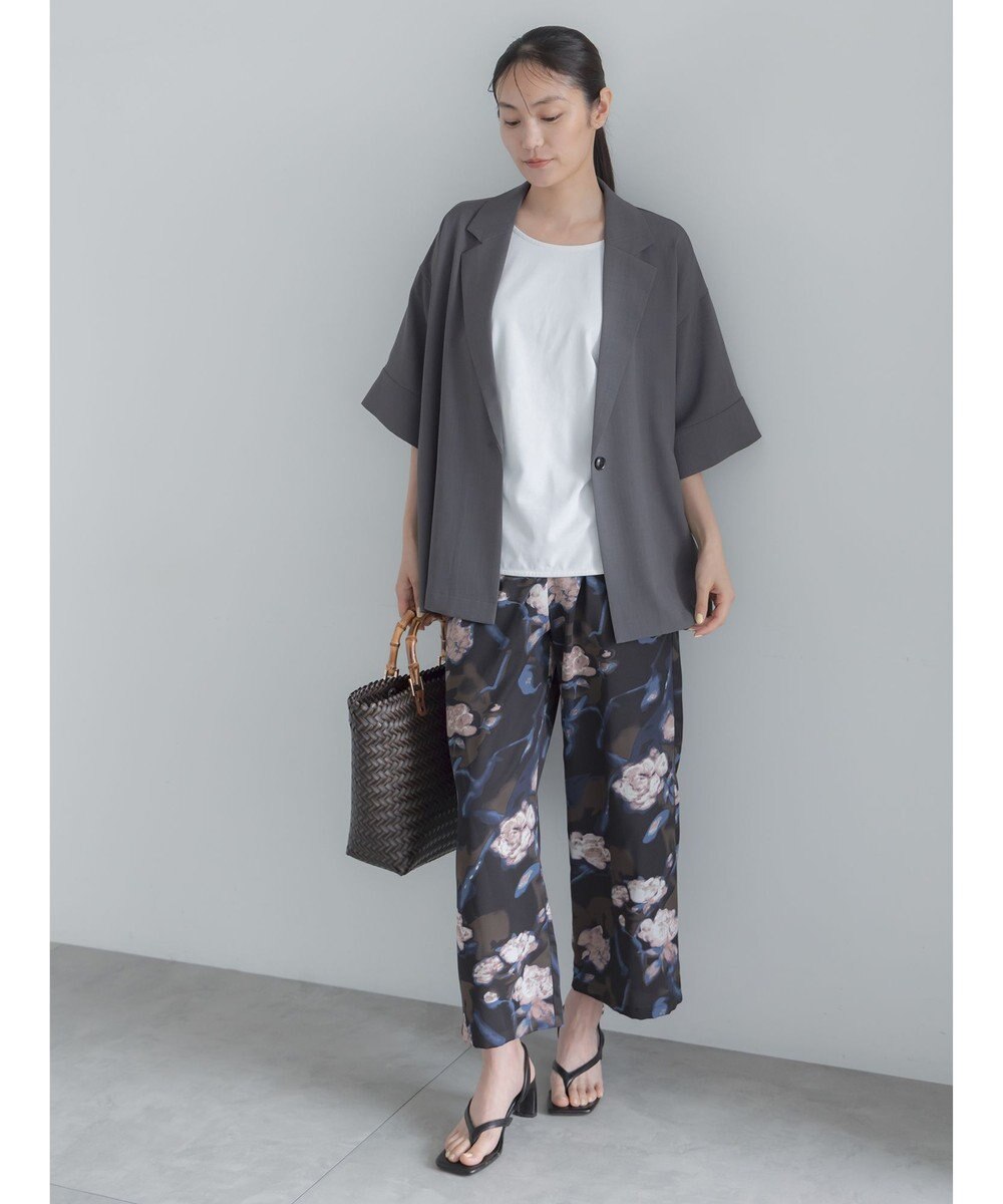 Te chichi 麻調ハーフスリーブジャケット 