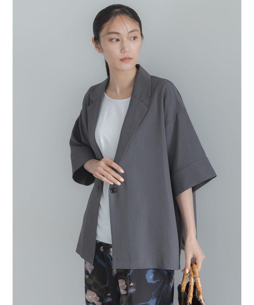 Te chichi 麻調ハーフスリーブジャケット 