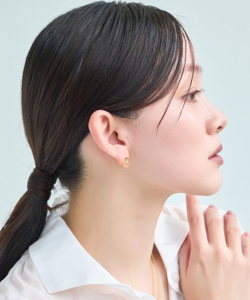 Phoebe 【金属アレルギー対応】パワーストーンバーピアス　シトリン/天然石 