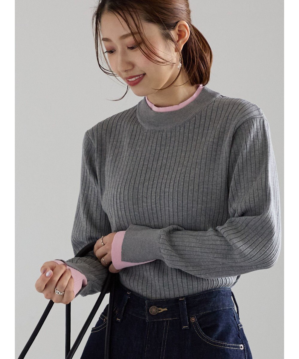 Te chichi 配色レイヤードリブニットプルオーバー 