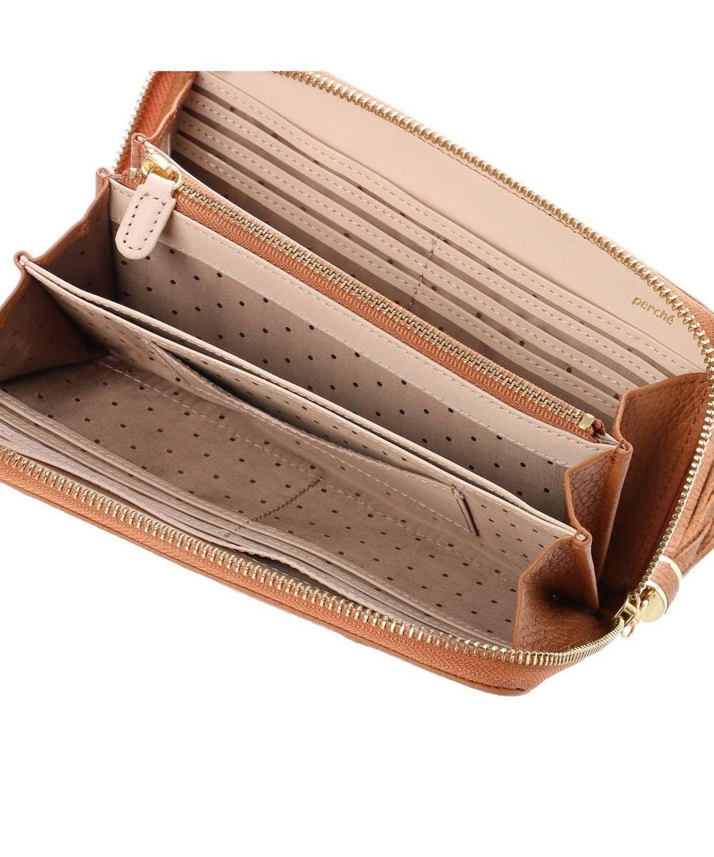 UNBILLION ペルケ perche / 牛革ドット刺繍ラウンド長財布 