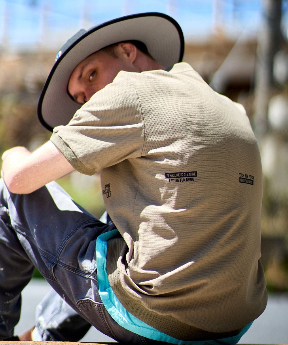 PW CIRCULUS 【吸水速乾 / UV遮蔽率99% UVカット / ストレッチ】【MEN】ベースボールカラーポロシャツ ゴルフ 