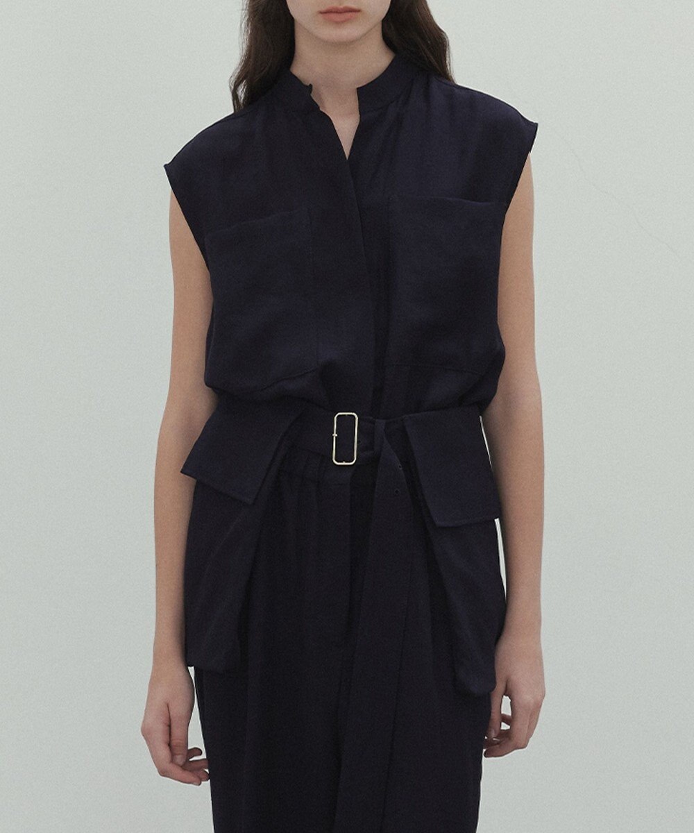 BEIGE， 【洗える】BERNARD / リネンワイドポケット付きラップベルト 