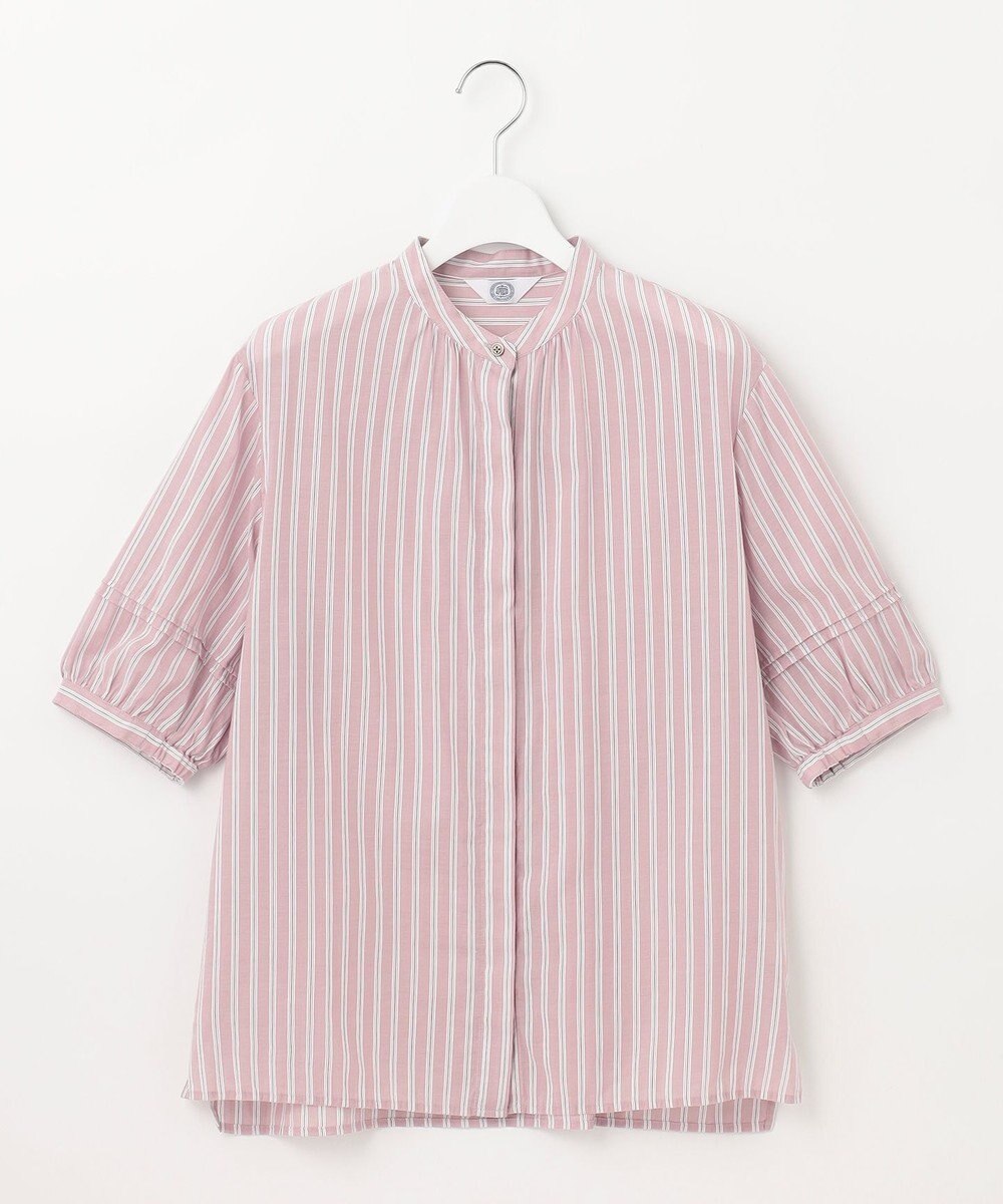 J.PRESS LADIES L 【洗える】綿キュプラコードストライプ バンドカラー ブラウス 