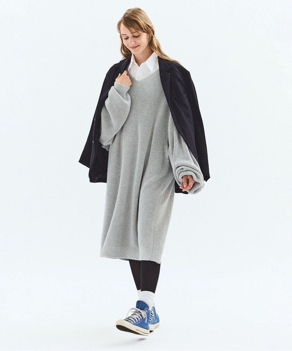 LENO V NECK ONEPIECE　Vネックニットワンピース 