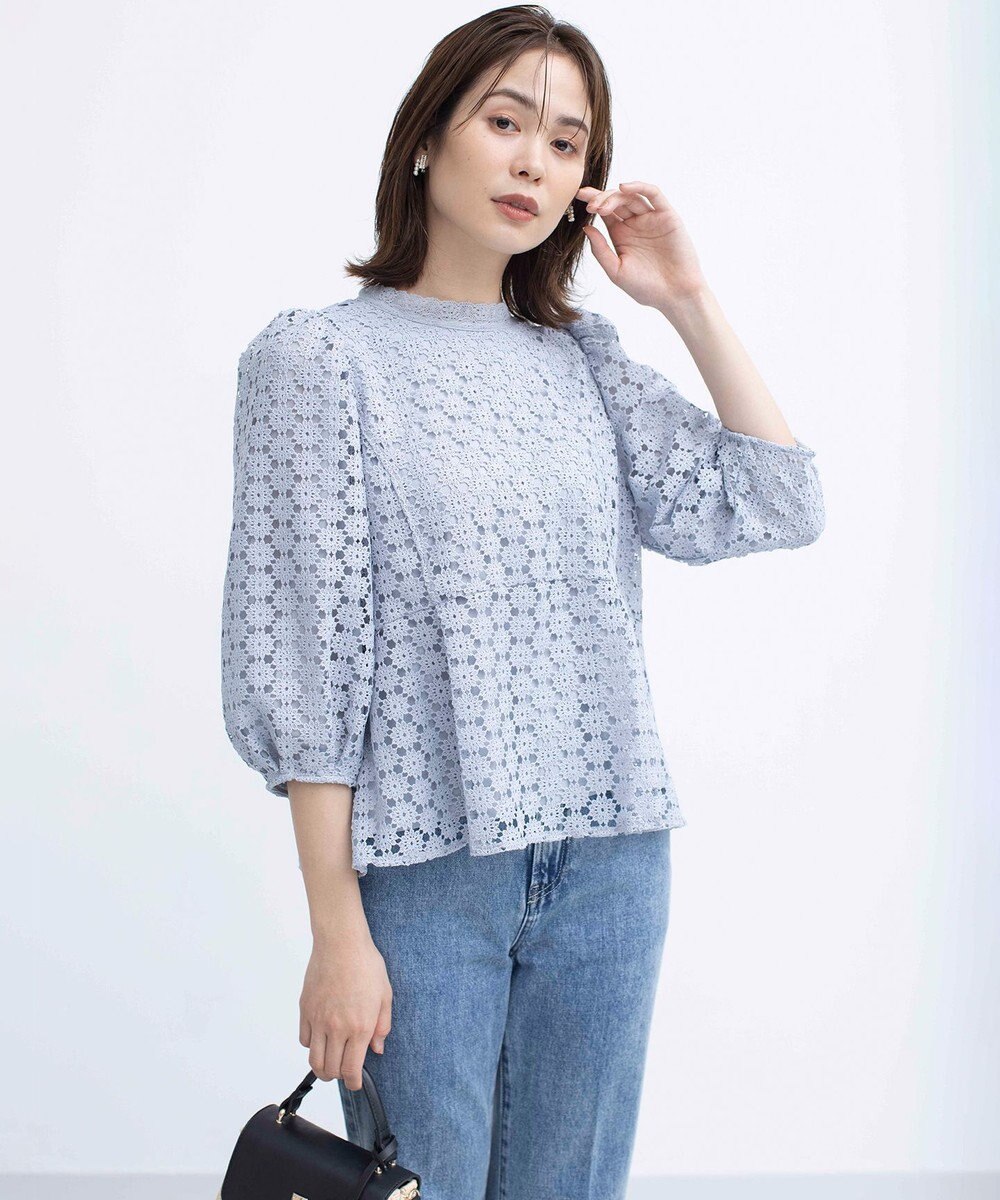 組曲 S 【WEB限定】フラワーレース ペプラムトップス 