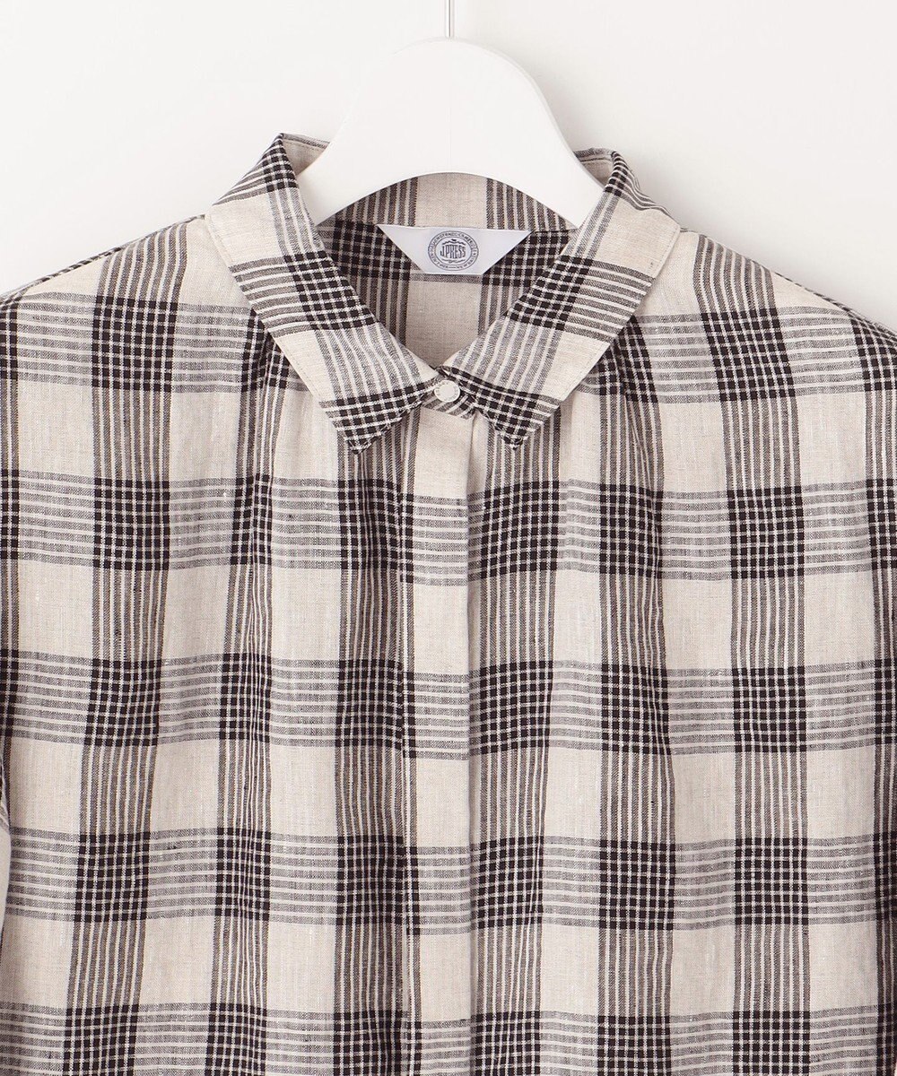 J.PRESS LADIES 【洗える】フレンチリネン チェック ブラウス 