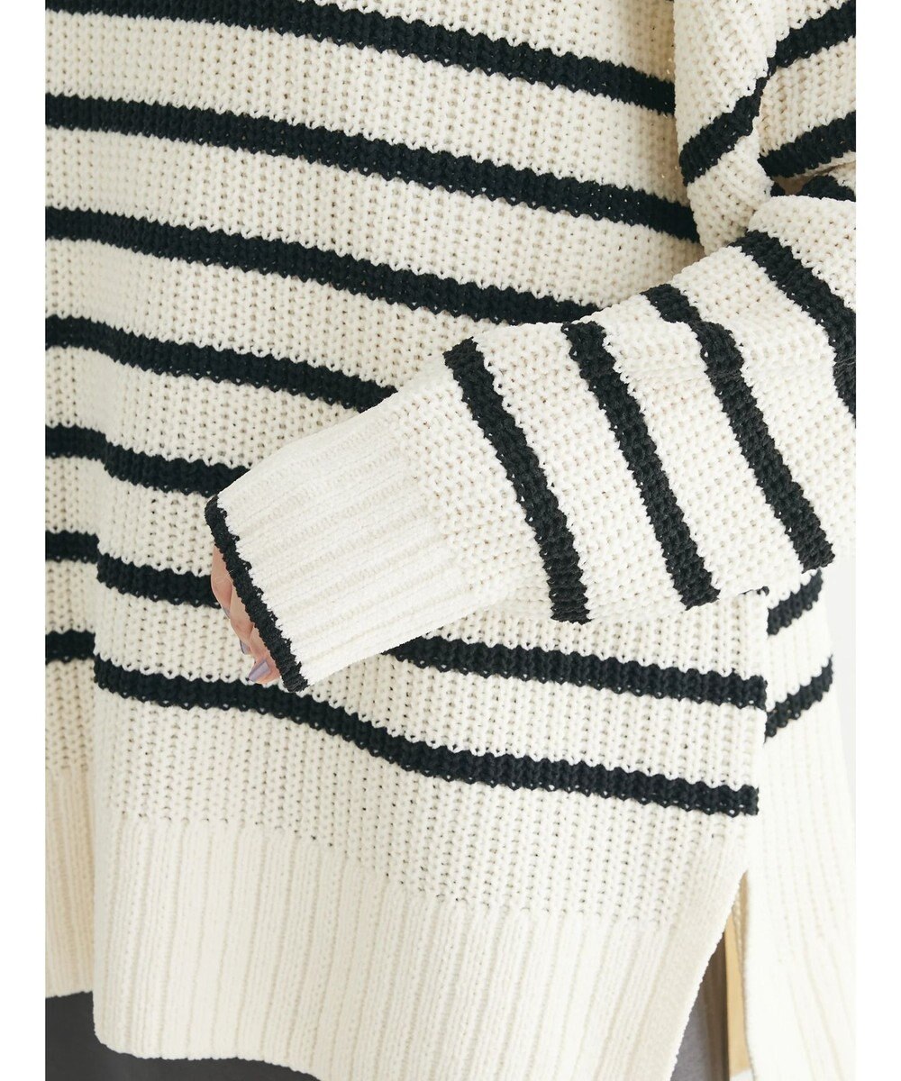 Green Parks ｍｏｋｏモール畦ニット前後差プルオーバー 