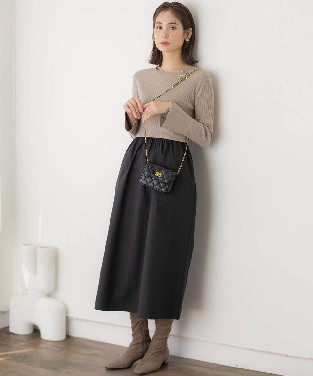 組曲 【WEB限定】リブニットコンビワンピース 