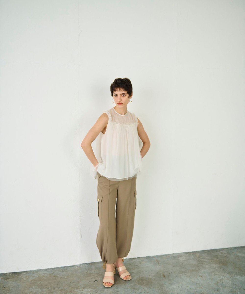 GRACE CONTINENTAL チュールノースリーブ トップ 