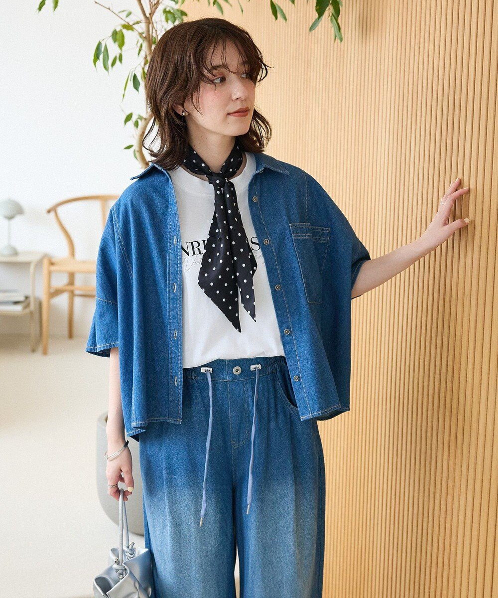 Green Parks フレンチスリーブ刺繍シンプルロゴプルオーバー 