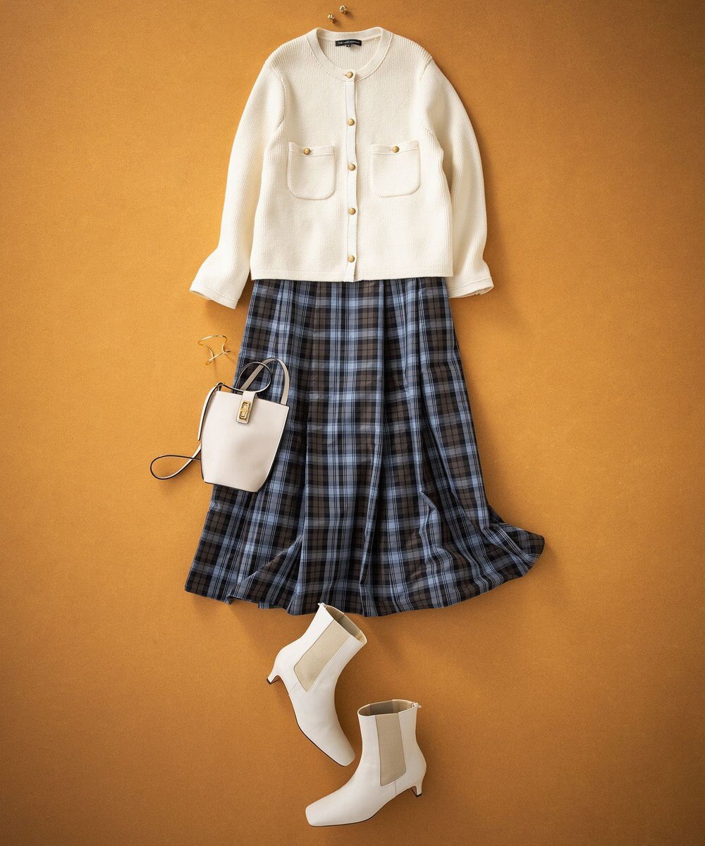 23区 【洗える】ナイロンチェックタフタ タックスカート 