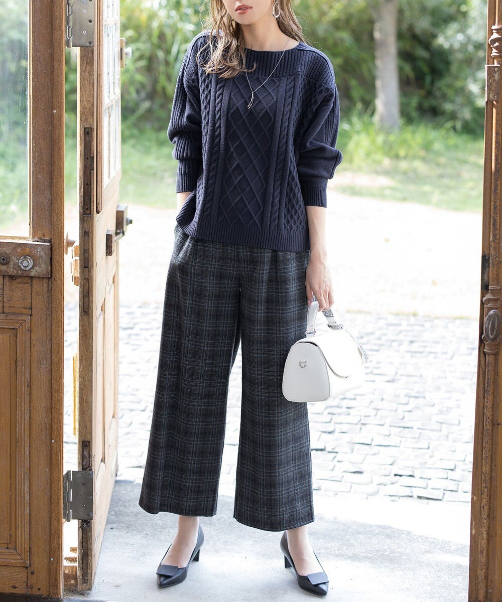 Tiaclasse L 【洗える】ケーブル編みドルマンニットトップス 