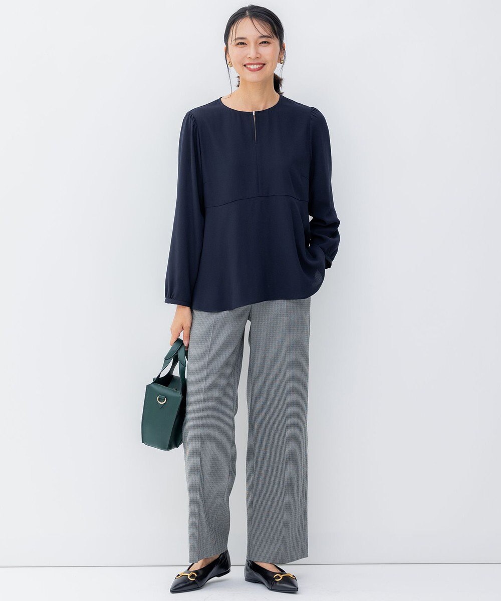 23区 L 【洗える】チェックストレッチ ワイドパンツ 