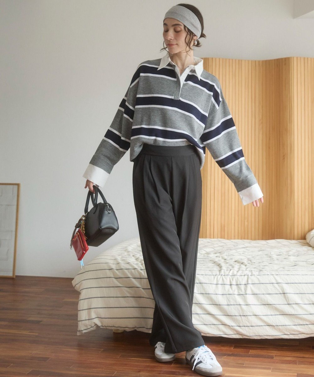 WEGO 【ANGIE VINTAGE】シャツ襟 ドッキング　フェイクレイヤード ニット トップス 