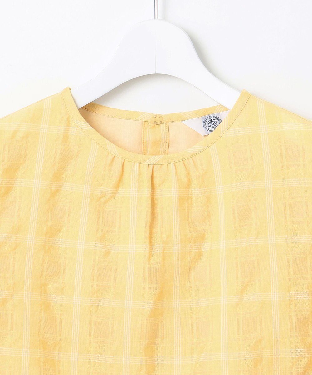 J.PRESS LADIES S 【洗える】SHEER チェック フレアスリーブ ブラウス 