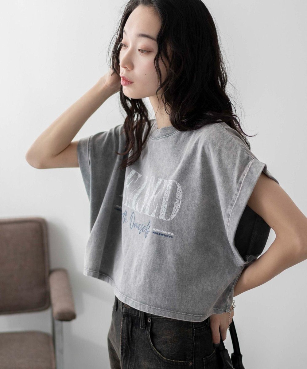 WEGO 【洗える】ヴィンテージウォッシュロールアップショートTシャツ 