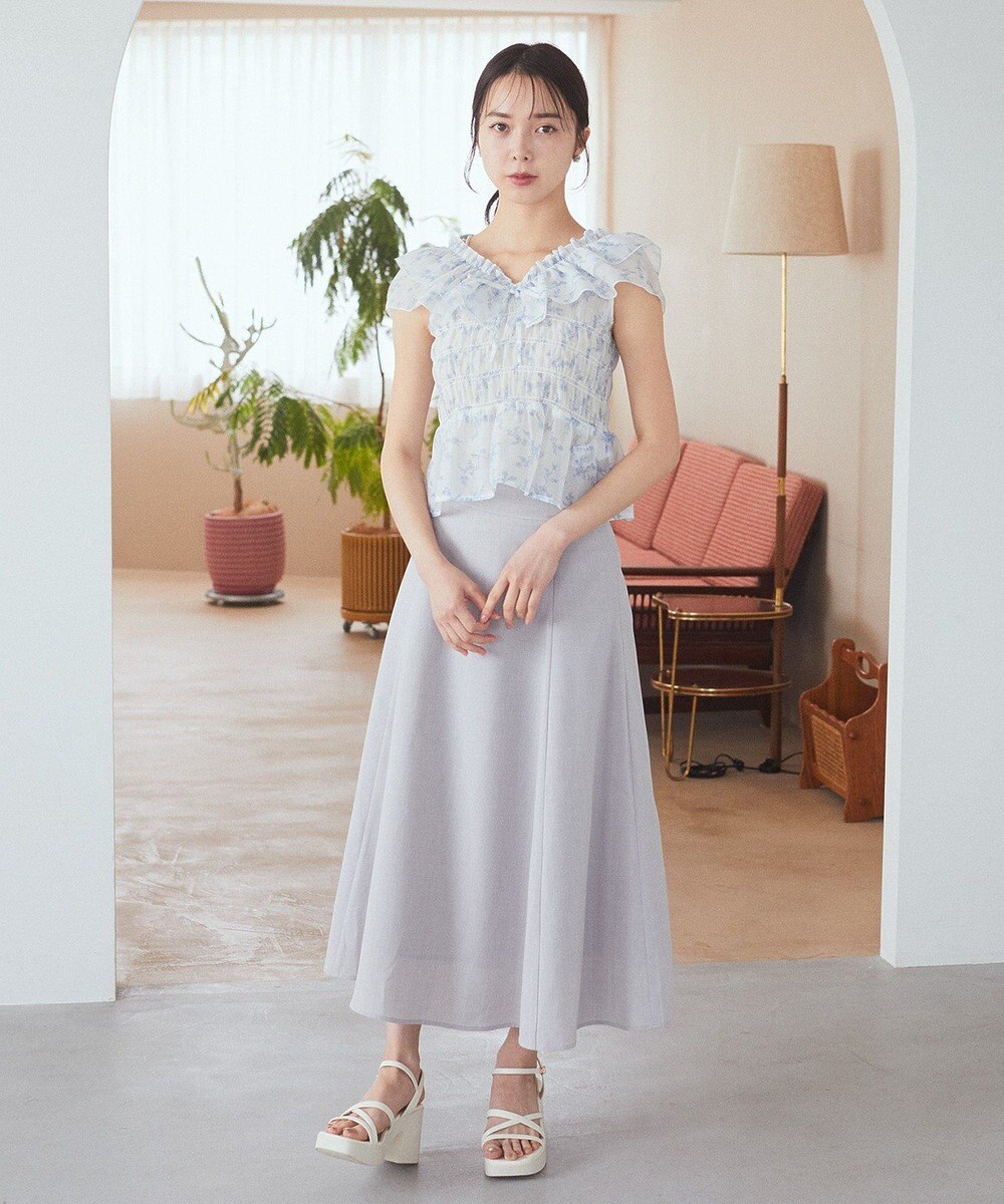 earth music&ecology ダブルフリルノースリブラウス 