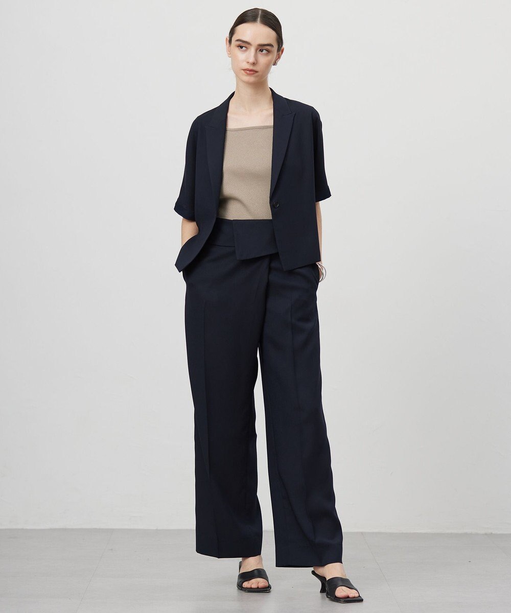 ICB L 【UVケア・接触冷感・速乾・防シワ・洗える】 FluidBackSatin デザインワイドパンツ 