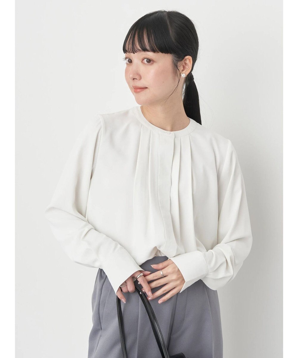 earth music&ecology ノーカラーフロントタックブラウス 