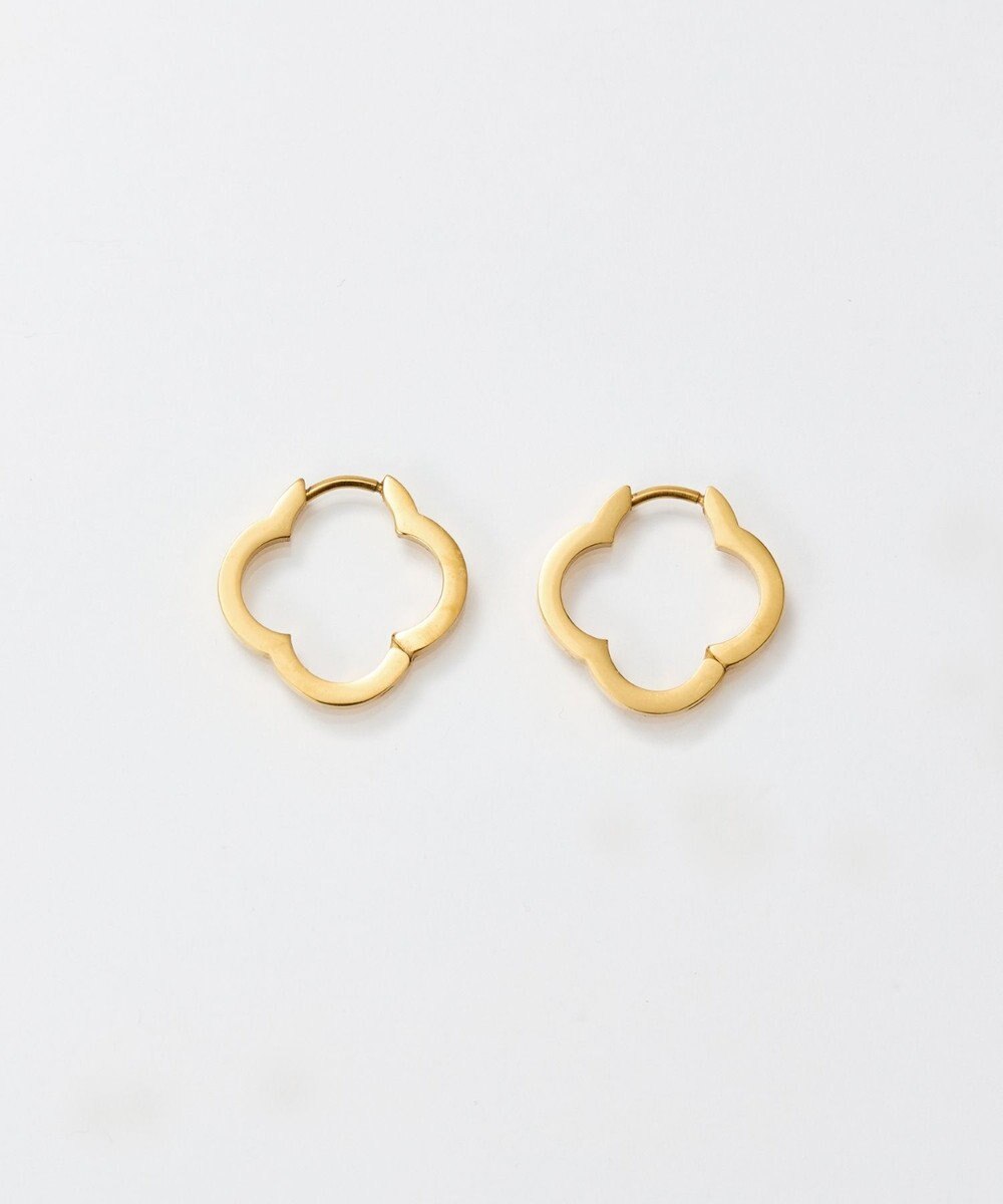 Phoebe 【金属アレルギー対応】フラワーワンタッチフープピアス　ゴールド/サージカルステンレス 