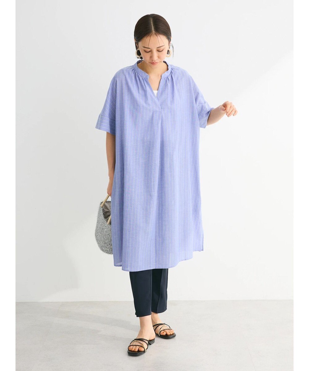 Green Parks 綿麻混スキッパーミニワンピース 